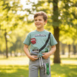 Boy wearing a green Minecraft t shirt and grey Creeper shorts, Jack Gifts Online Lebanon