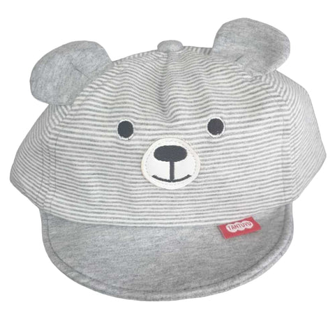 Grey Teddy Bear Striped Hat