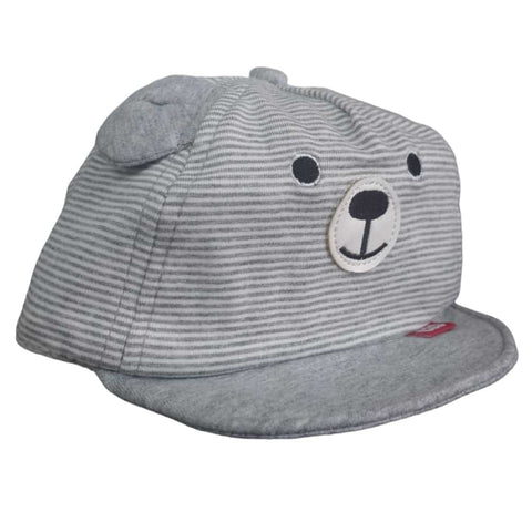 Grey Teddy Bear Striped Hat