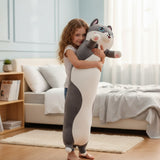 Grey and white cat long body pillow plush toy standing, Jack Gifts Lebanon