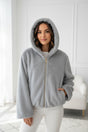 Women's grey faux fur hooded jacket, warm hip length winter wear, Jack Gifts Online Lebanon
