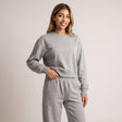 Grey marl lace trim set worn with the sleeves pushed up