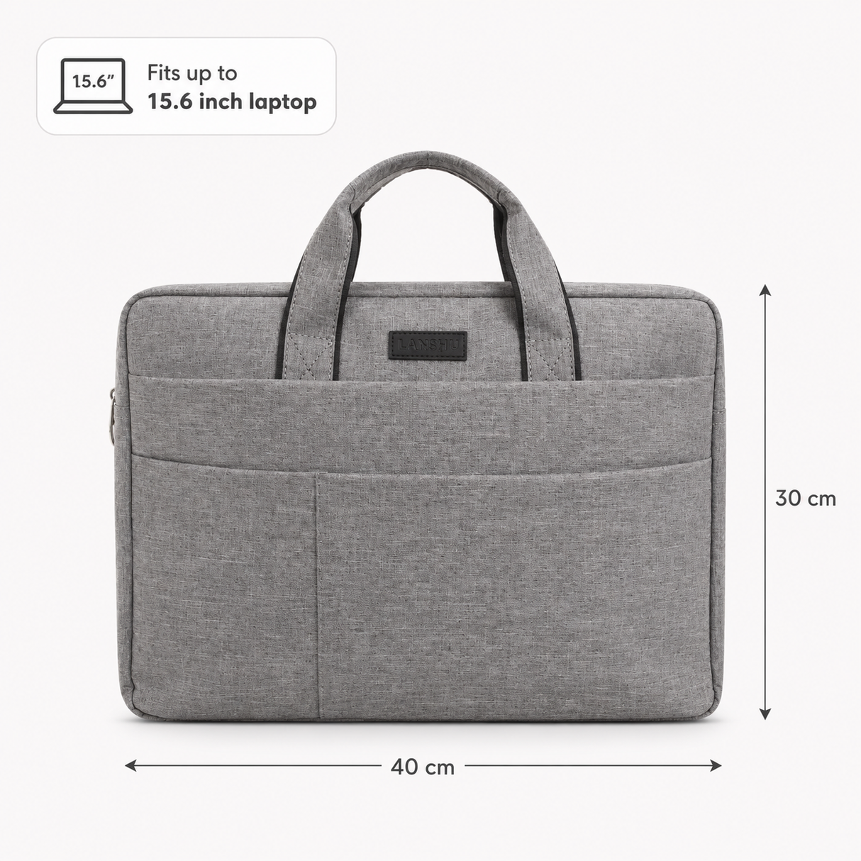 Grey laptop bag with front pockets and carry handles, Jack Gifts Online Lebanon