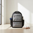 Grey and black travel backpack with laptop compartment and side pockets, Jack Gifts Online Lebanon