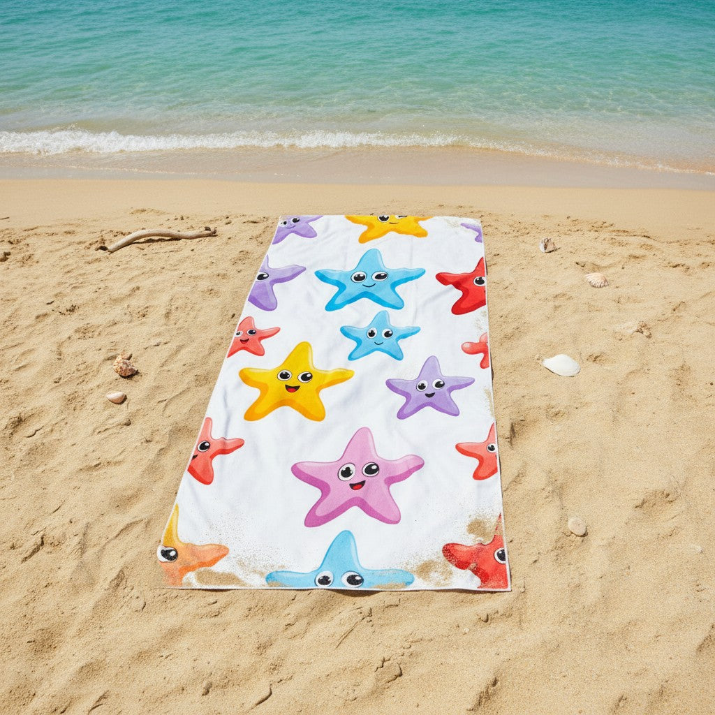 Happy starfish print beach towel for girls on the sand, Jack Gifts Online Lebanon