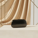 Black hard case evening clutch with textured finish