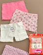 Pack of 3 girls cotton boyshorts in pink and cream with a hedgehog print