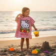 Girl wearing a Hello Kitty striped hooded poncho towel – Jack Gifts Online Lebanon