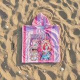 Pink Huntrix girl group hooded towel poncho for kids
