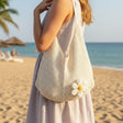 Ivory crochet beach bag, handmade open weave shoulder tote, Jack Gifts Online Lebanon