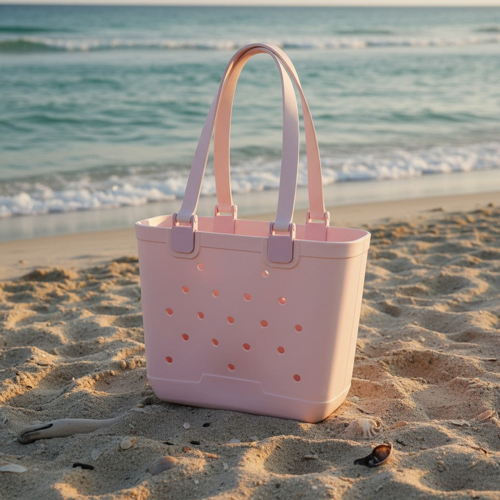 Medium ivory pink EVA beach tote bag with drainage holes, Jack Gifts Lebanon