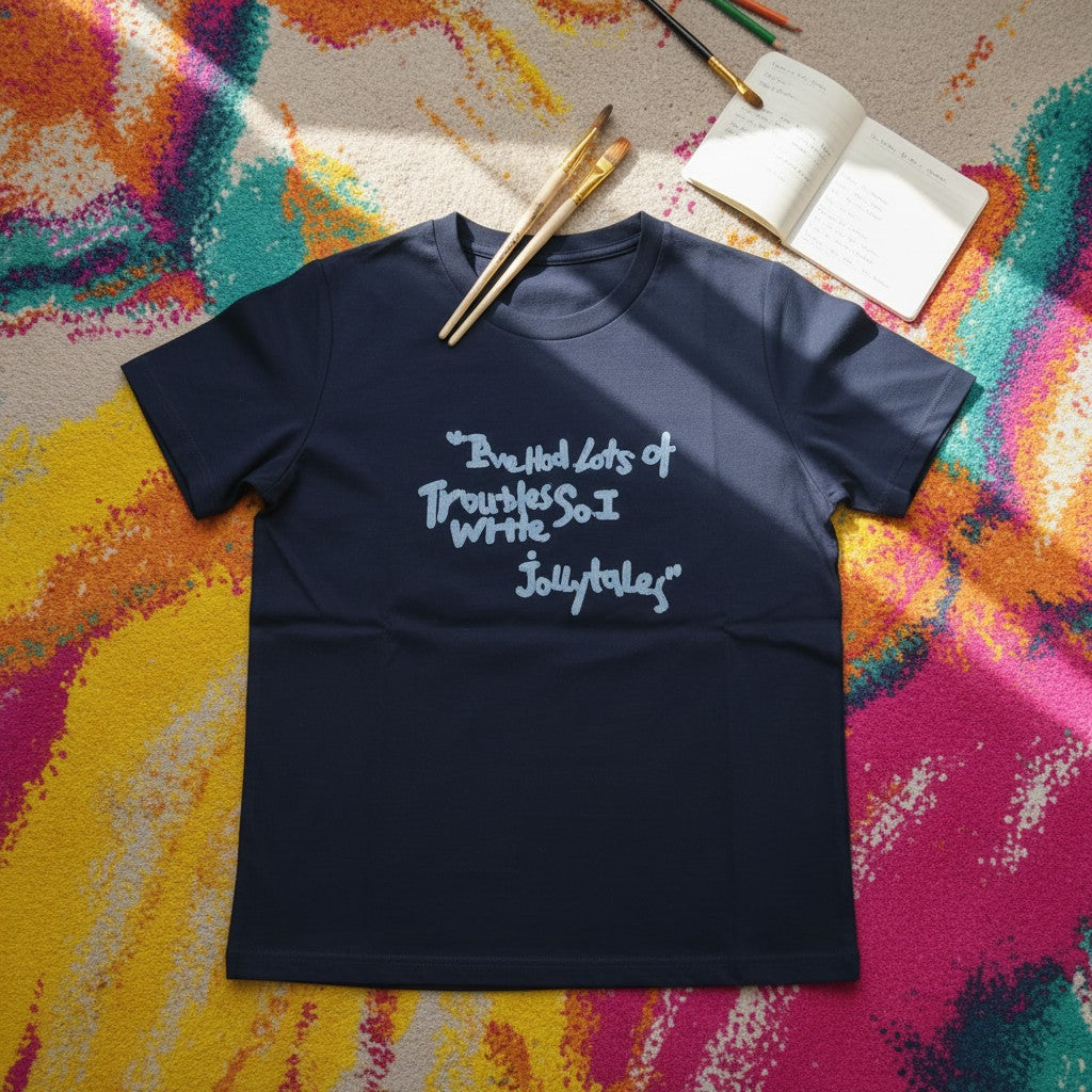 Navy Jollytales quote women's t-shirt