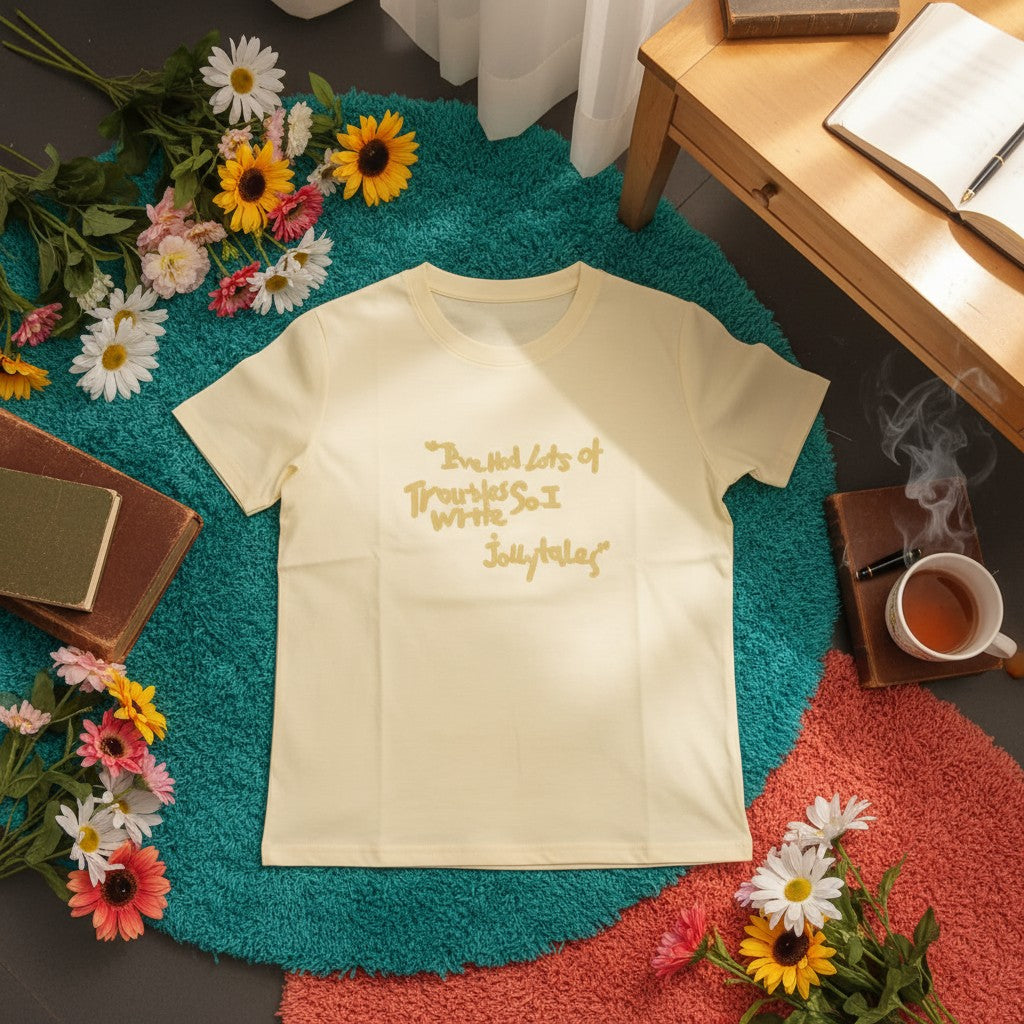 Yellow Jollytales quote women's t-shirt