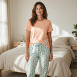 Koala pantacourt pyjama set worn by model, relaxed summer fit