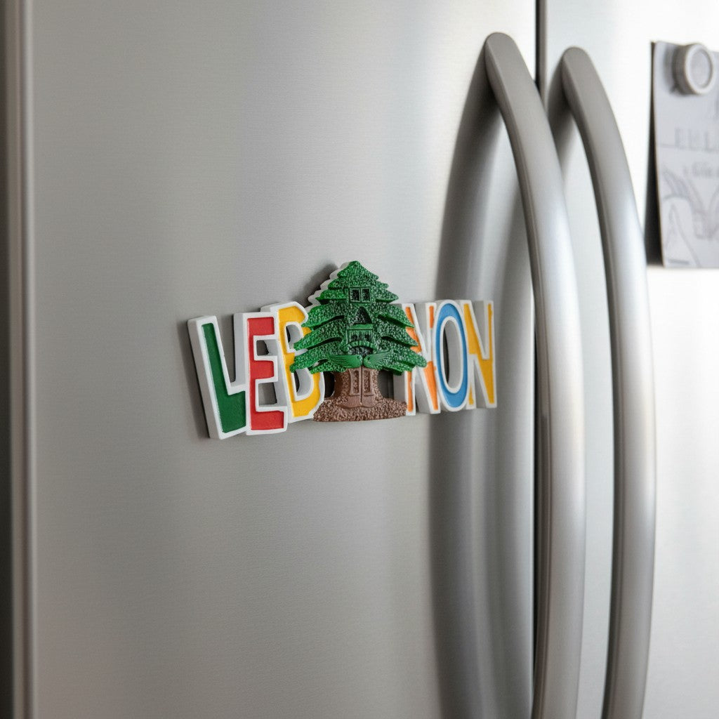 Lebanon block letters with cedar tree souvenir fridge magnet, Jack Gifts Online Lebanon
