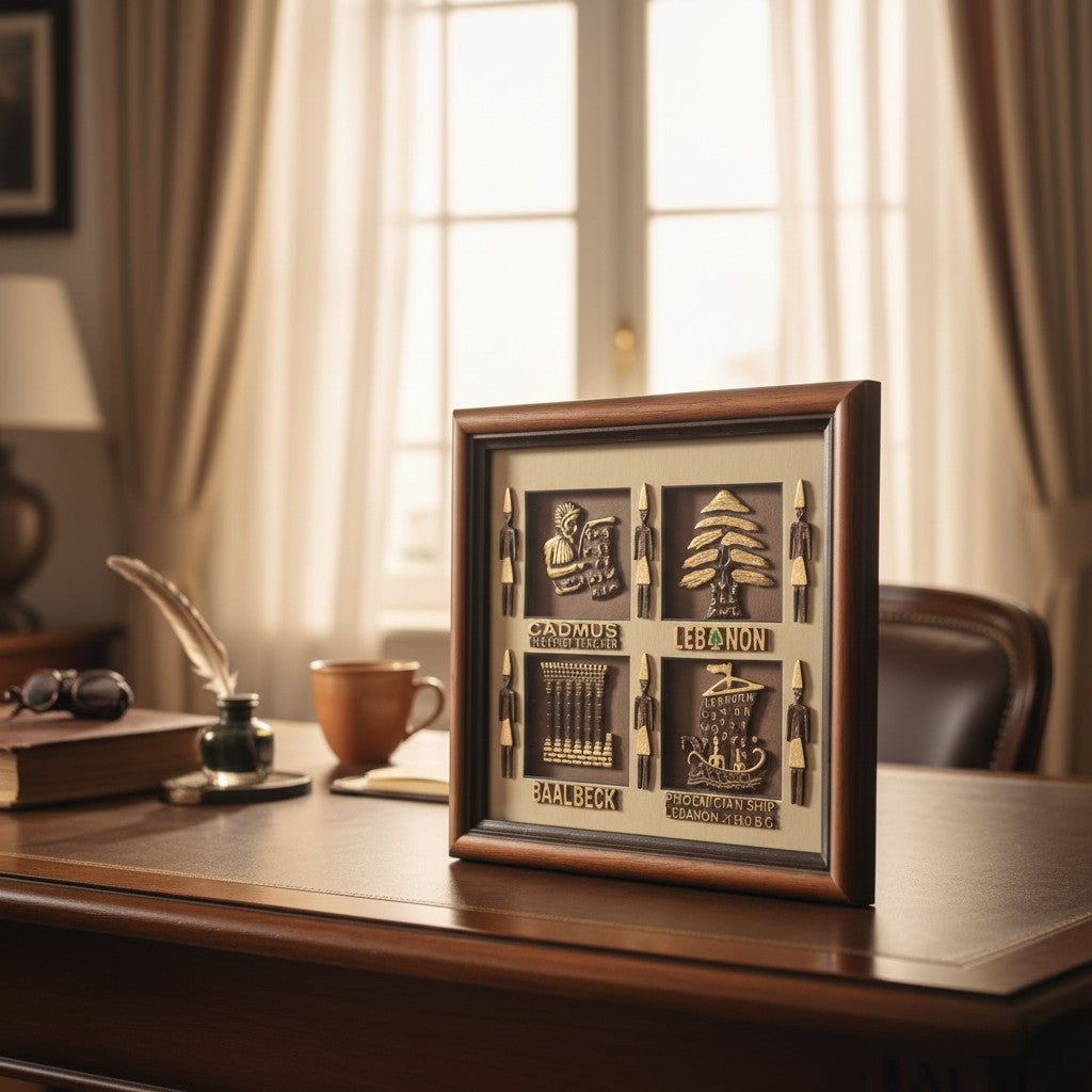 Lebanon heritage square plaque with four bronze panels, Jack Gifts Online Lebanon