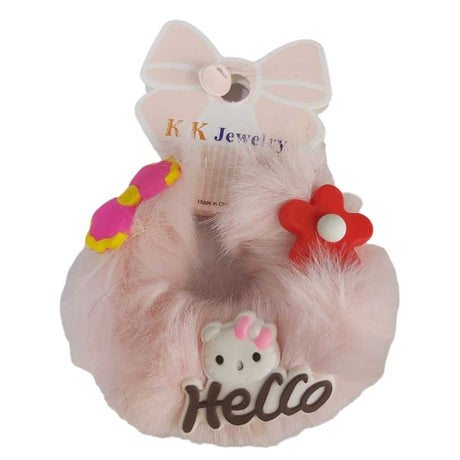 Light Pink Cartoon Fluffy Hair Ties 1 