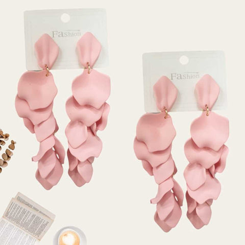 Light Pink Leaf Petal Earrings
