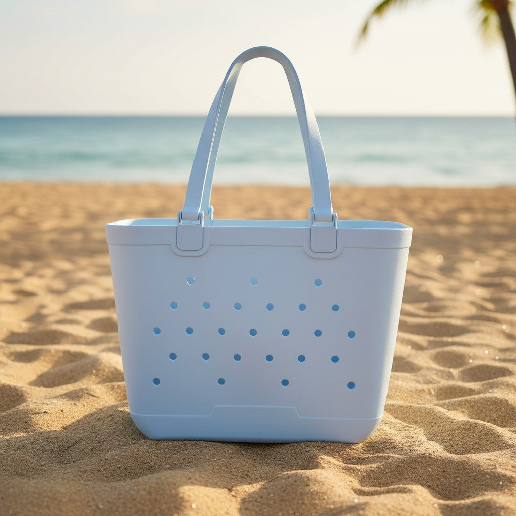 Large light blue EVA beach tote bag with drainage holes, Jack Gifts Lebanon