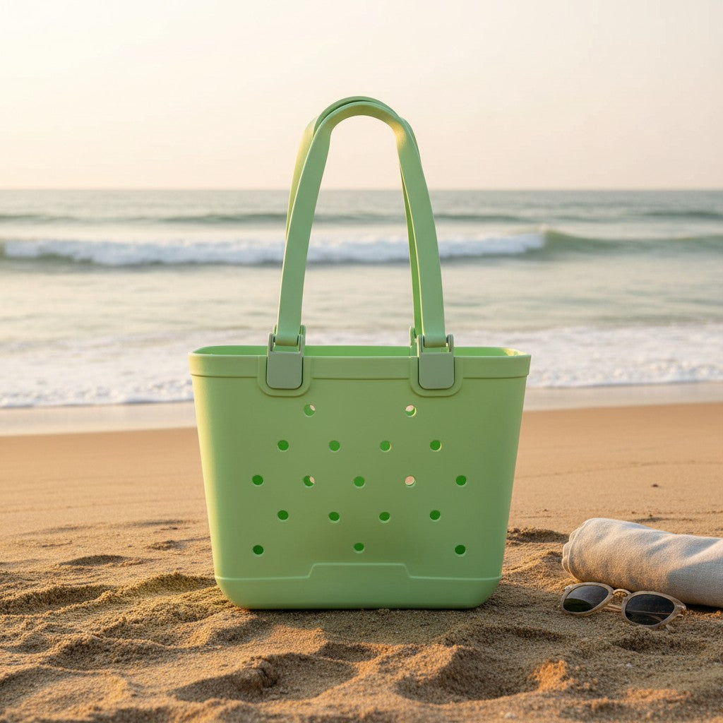 Medium light green EVA beach tote bag with drainage holes, Jack Gifts Online Lebanon
