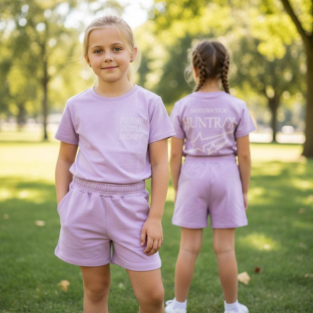Girls lilac shorts set with printed tee and matching shorts, Jack Gifts Online Lebanon