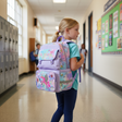 Girls lilac unicorn backpack with pastel flap and sequin pony pocket