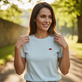 Light blue little mushroom embroidered women's t-shirt