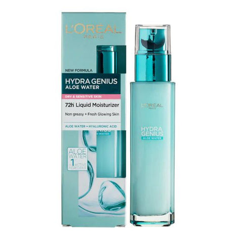 L'Oreal Hydra Genius aloe water liquid moisturiser bottle and box