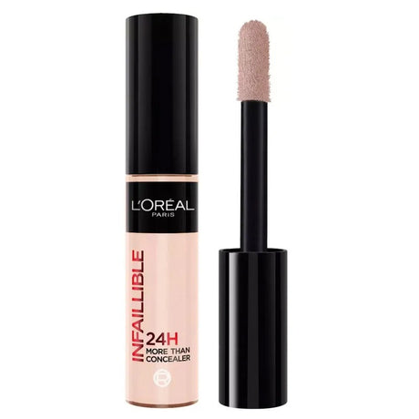 L'Oreal Infaillible 24H concealer in shade 325 with a pale pink tube and doe foot applicator