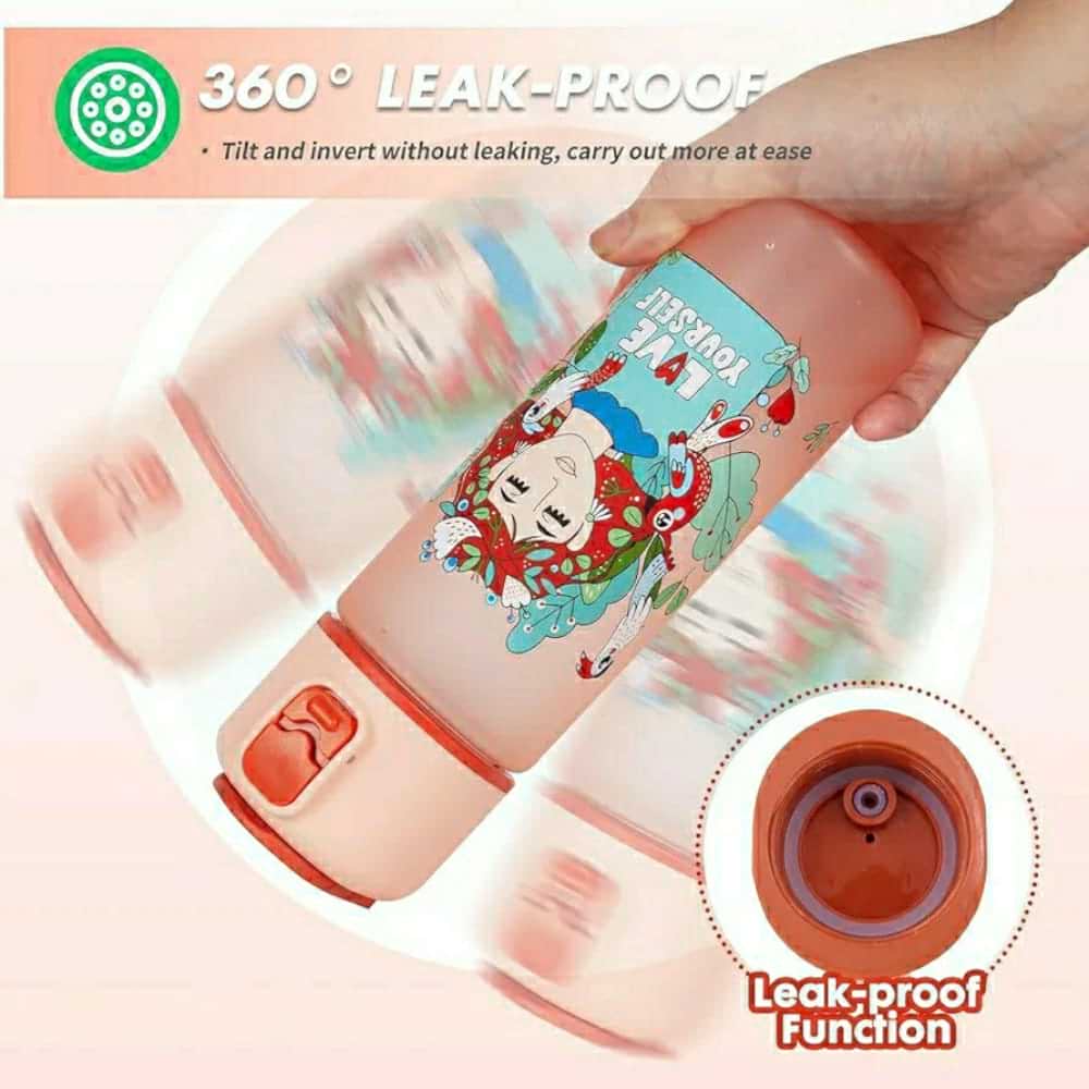 Detail of the flip lid catch and the carry loop on the Love Yourself bottle