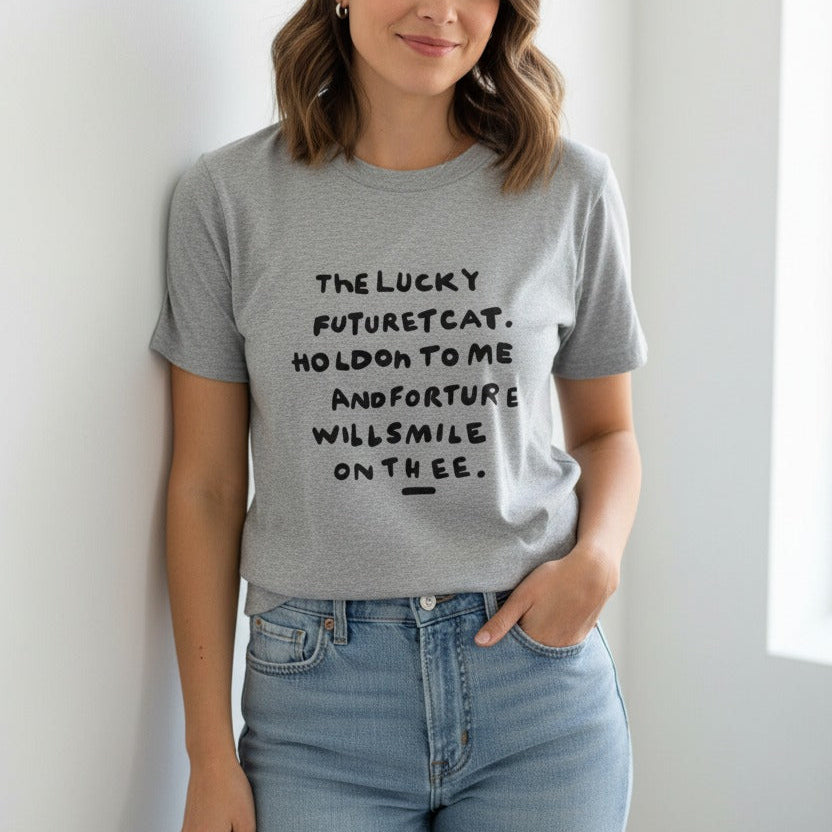 Grey marl tee with the slogan across the chest