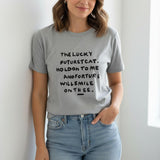Grey marl tee with the slogan across the chest