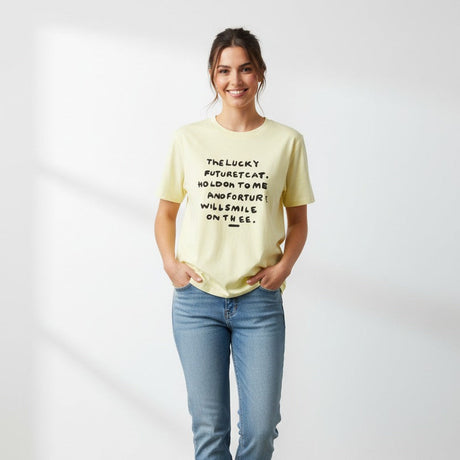 Pale yellow colourway worn with straight leg jeans