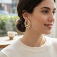 Gold marquise crystal oval hoop earrings worn, Jack Gifts Online Lebanon