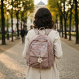 Mauve double zip backpack with woven flower charm, Jack Gifts Online Lebanon