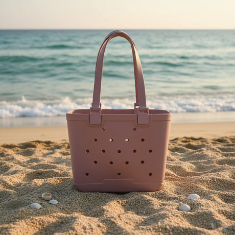 Medium mauve EVA beach tote bag with drainage holes, Jack Gifts Lebanon