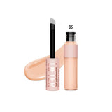 Maybelline Lifter concealer in shade 05 with its applicator and a light peach swatch
