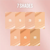 Shade chart showing seven Lifter concealer swatches numbered 05 to 60 on a pink background