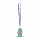 Mint green mermaid trifold wallet with a 3D red haired mermaid flap on an adjustable neck lanyard
