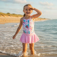 Girls mermaid print swimsuit with pink frilly skirt on the beach – Jack Gifts Online Lebanon