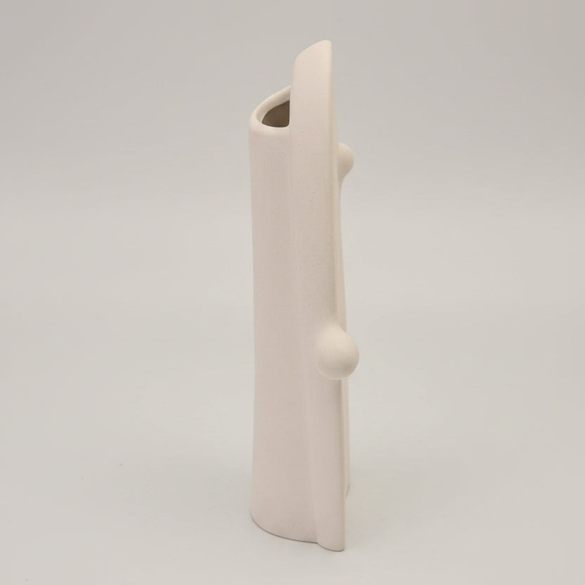White oval ace vase with white background