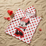 Red and white Minnie Mouse hooded towel poncho for kids