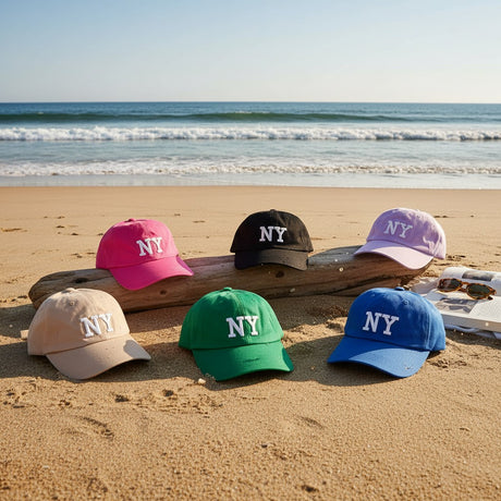 Embroidered NY caps in pink, black, lilac, beige, green and blue, Jack Gifts Online Lebanon