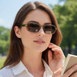Womens translucent olive green rectangular sunglasses with gold stud detail, Jack Gifts Online Lebanon
