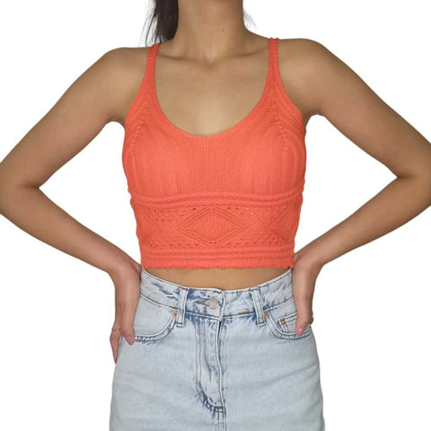 Orange Crochet Crop Top