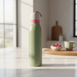 Slim insulated thermal water bottle with screw cap and loop strap