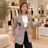 Brown Houndstooth Patch Blazer
