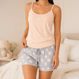 Peach cami pyjama top with grey daisy print shorts for women, Jack Gifts Online Lebanon