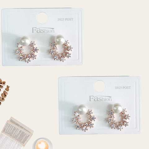 Pearl Circular Rhinestone Earring 