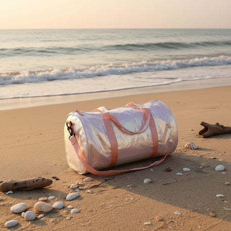 Pearl holographic kids beach duffle bag on the sand, Jack Gifts Online Lebanon